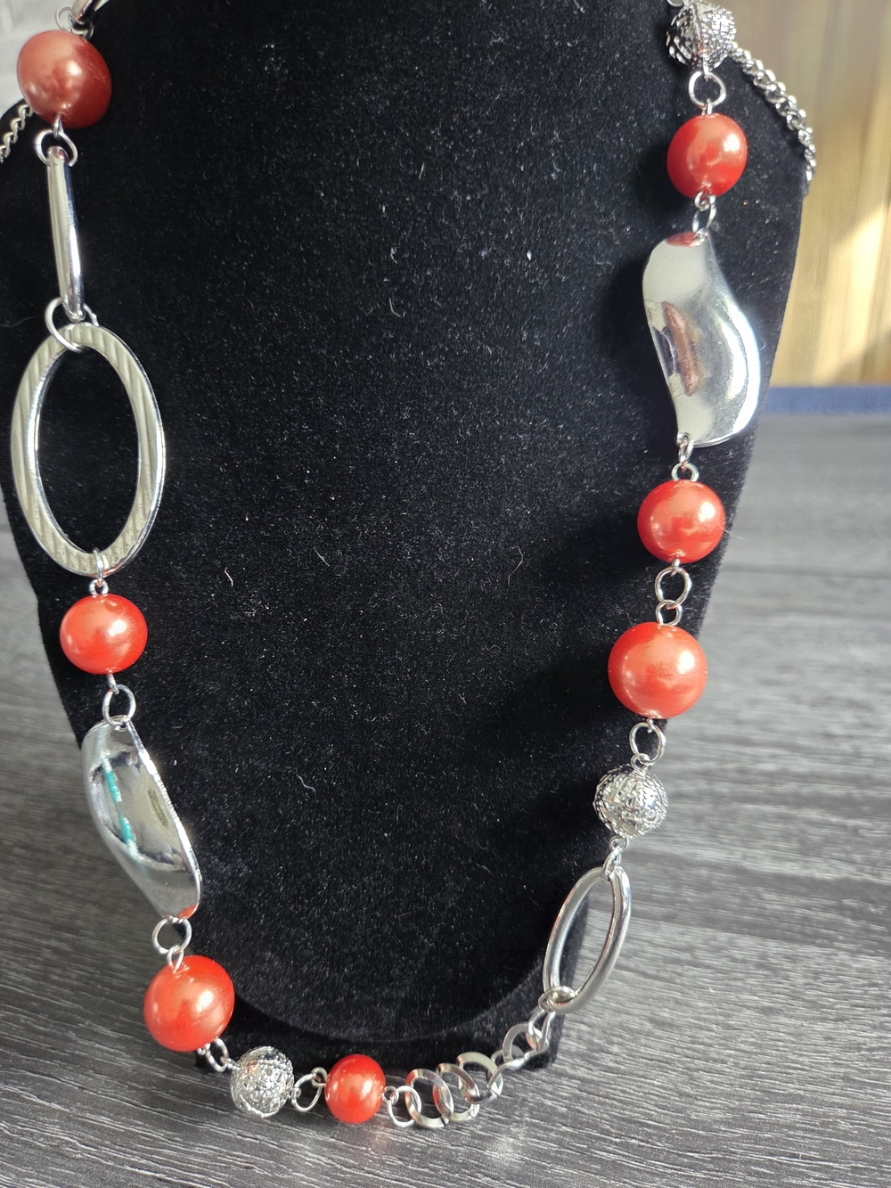 paparazzi Silver-Tone Necklace with Red Beads